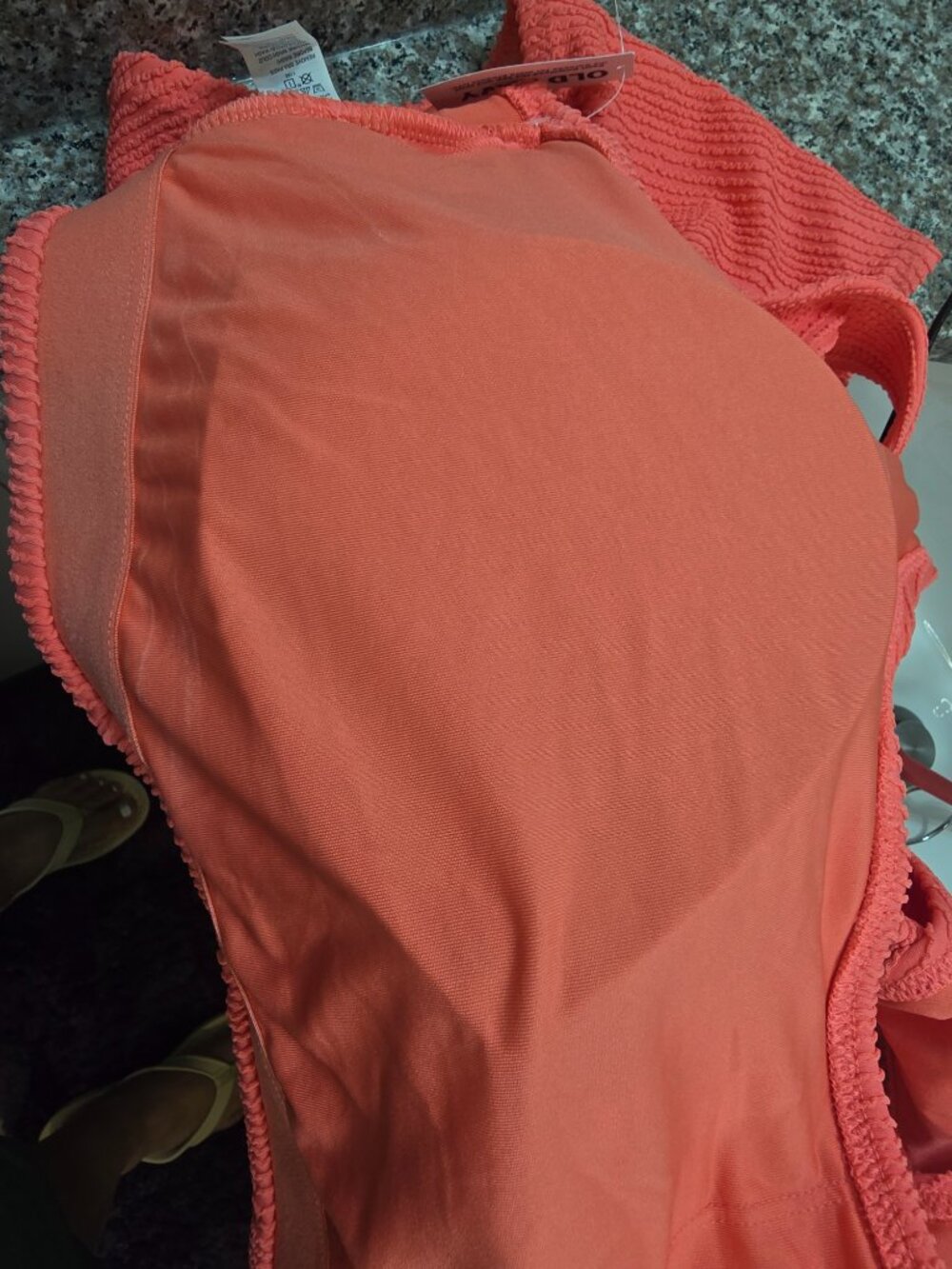 Old Navy Swim Bikini - Scoop Neck Top & High Waisted Bottoms - Coral Tropics NWT - Picture 9 of 11
